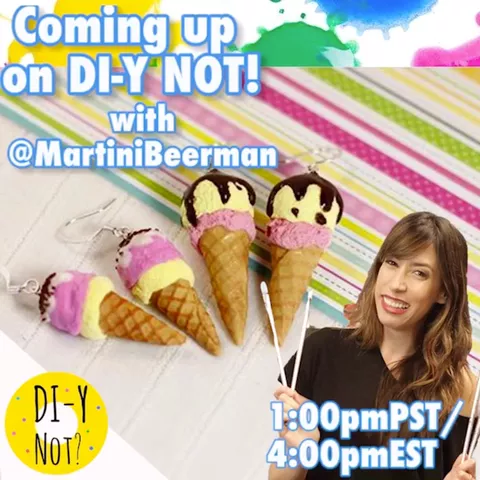 Come and make #icecream #earrings with @martinibeerman today at 1PM PST! #crafts #DIY
