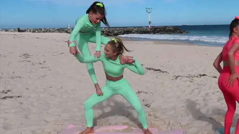 This was hilarious. Honestly hurt our legs so much 😂 Check out this video on YOuTube!! 🐚🌴#yoga