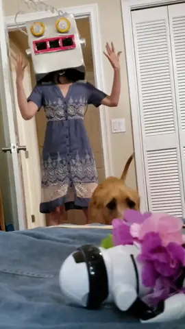 I kissed a 🤖 and everybody is mad.  🐕 was definitely not planned 😂 #fyp #trending #robot #puppy