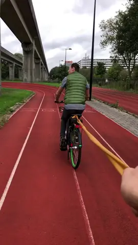 Check my insta for the full video biking with a elastic band haha what happens #biking