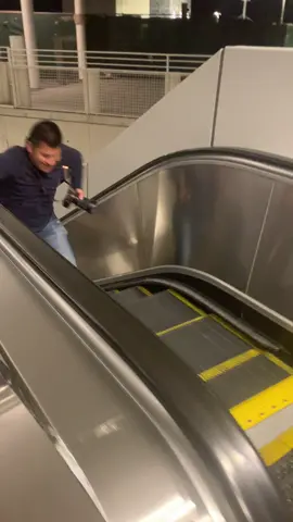 When your friend decides to run on the down part of the escalator ￼while going up and falls bad... 😂 #fyp #disneyland #mickeyandfriends