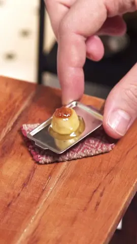 Would you care for some teeny tiny flan? 😋 #tinykitchen #tinyfood #tinythings #flan