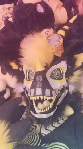 Smiler loves to have fun!! 💛🖤💛 #furry #furryfandom #fursuiter #fursuit #dinomask #raptormask #thesmiler #fyp #foryou #foryoupage