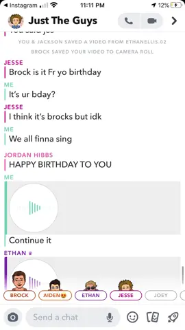 The boys singing happy birthday