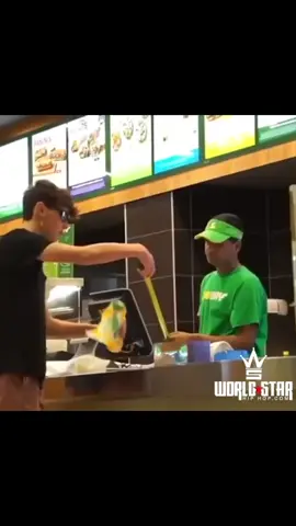 He actually measured his #Subway sandwich to make sure it's a foot long (IG: @txmmysmxth) #prank #perfectmeal