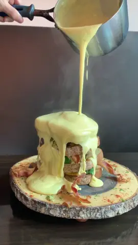The most EPIC HAMBURGERS | covered in cheese fondue vs. maple syrup #food #foryou #fyp #Foodie #cheese #viral #foodvideo #epic #burger #lovefood