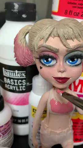 full video on youtube.com/fauxshome😉 #harleyquinn #WhatWouldHarleyDo #birdsofprey #art #polymerclay #sculpture #fyp #painting #JustAddGlitter