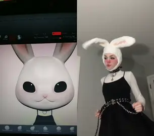 sculpted a bunny and dressed her as @gothchan666 because im weak 🐰🥺 #zbrush #3d #art