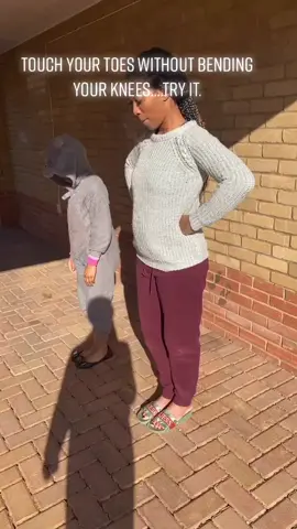 Can you touch you toe without bending your knee? Try it....#fyp #foryoupage