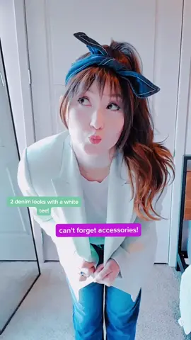 2 denim looks with a basic white tee!! #stayathome  #happyathome #fyp #foryou #foryourpage #stylehacks #stylechallenge