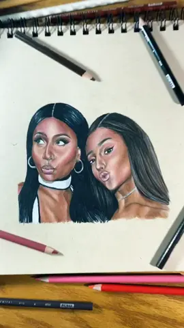 Can tiktok give this the love it deserves?🤧 #art#drawing#arianagrande#nickiminaj#sketchbook#viral#trending#prismacolor#coloredpencildrawing#fyp#4u