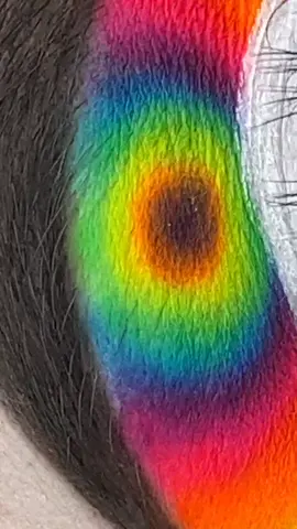 Up close look of the blend 💜🧡💛💚💙💗 #tiedye #makeupchallenge #makeuplook #makeupvideo #fyp #foryou #boldbrow #lashgoals #Love #colourful #proud