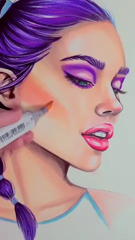 Blush 💕 Step 1 - Add Color (Hot Pink) Step 2- Blend. Made using Copic Markers #paint #art #satisfying #promlook #makeup