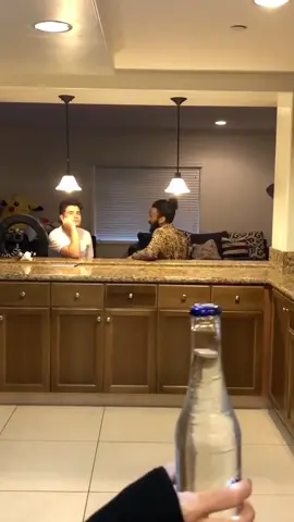 He used a slingshot to open the bottle 😱🤯 #trickshot #fyp