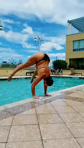 Pool training. Haters will say it's fake...😏🖤  #keepingactive #spacethings #fyp #ninjagirl #artistsoftiktok #handstand #tiktok #neverfitin #viral