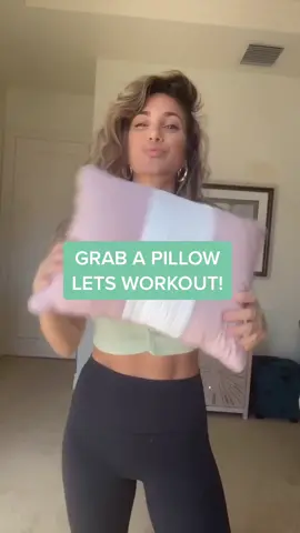 Grab a pillow and switch up your workout! RepeatX3 #funworkout #workoutfun #pillow #indoorworkout #fit #Fitness #fullbodyworkout #abs #fullbody