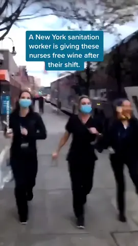 Nurses run with glee towards gift from NYC sanitation worker #nurse #rn #nursesoftiktok #healthcareheroes #healthcareworker #healthcareprovider