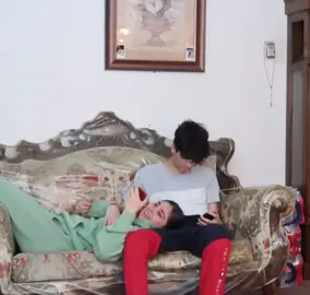 My Boyfriend is mad I was laying on his brother. But he was just showing me a tiktok??🤔 YT channel:A&B Things #rednoseday #JustDanceMoves #fyp