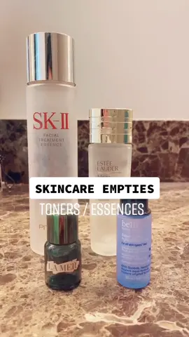 follow+like for more #skincareempties 💕 #skincare#skincareroutine#skincaretips#beauty#beautytips#toner#essence#skii#lamer#esteelauder#glowingskin