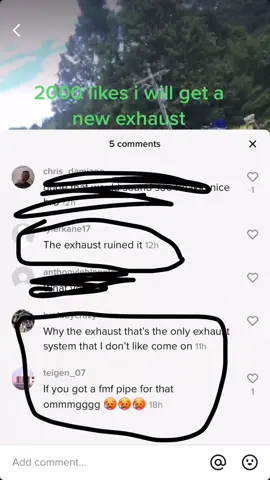 2000 likes I will get a new exhaust if I get 3000 likes I’ll get a header with it don’t let it flop