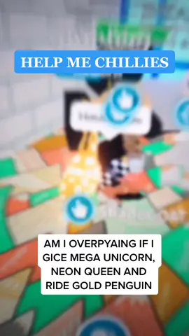 i need to know rifht now~am i over for neon giraffe for mega unicorn, neon queen and ride gold penguin #fyp #roblox #adoptme #follow #neongiraffe