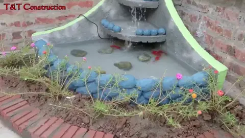 Making a Unique 3-Floor Waterfall Aquarium With Styrofoam and Cement!! 😍😍👍#foryou #fyp #foryoupage #viral #aquarium #idea