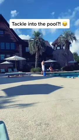 5k likes and I’ll tackle him into the pool with the towel on 😂 #pool