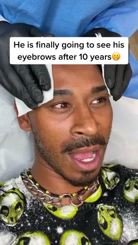 He finally got eyebrows after 10 years🤭 #microblading #brows #fyp #browsonfleek #browchallenge #eyebrow #pmu #brow #eyebrowchallenge #eyebrows #wow