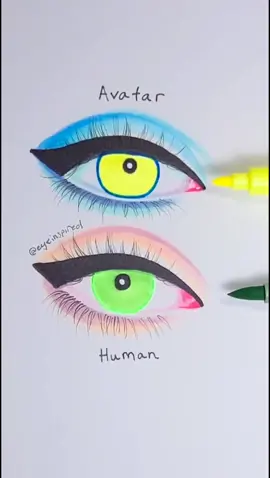 Avatar or Human? 💛What eye is your favorite? 💚 #art #satisfying #paint #draw #artchallege #eyes #sketch