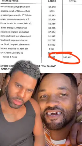 Just got the bill back from @thebentist for @willsmith ‘s dental reconstruction 💀