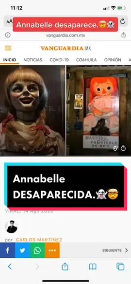 La muñeca Annabelle se encuentra desaparecida!👻 #annabelle #muñeca #doll #terror #miedo #new #2020