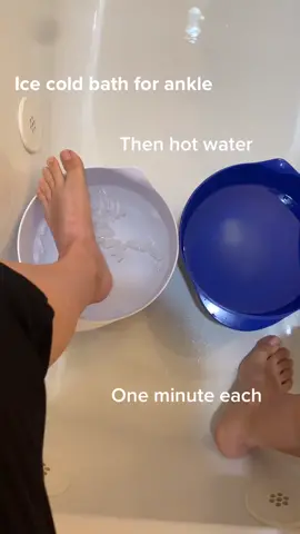 Heeling a broken ankle. Had surgery a month ago. Still have lingering swelling. Ice and hot baths. One minute each for 10 minutes. #ice #icebath