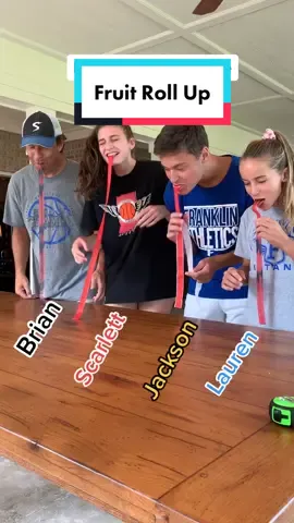 Fruit roll up challenge! Who’s your favorite competitor?! #fruitrollupchallenge #familythings #family #challenge #familygames #game #competition #fun