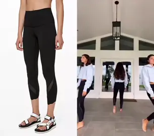 @thepitmansisters wore the Wunder Under Crop High-Rise Roll Down Scallop full-on luxtreme 28” by lululemon for $88