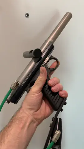 Early Automag serial CF00411, converted from level 5 to level 6.5 or 7 w/ a neat L stock. Need to ditch that bright green macro line! #paintball #agd