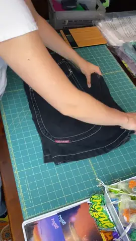 packing up a pair of jean shorts! #packingorders #satisfyingsounds #foldingclothes #asmr #satisfying #jncos #lintroller #SmallBusiness