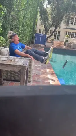 Airhorn prank on dad 😅 I didn’t expect him to drop his iPad in the pool @adamguildlol #pranks #dad #GetTheLook #WhatsPoppin