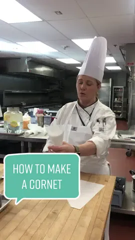 How to make a #cornet that’s strong enough to hold water! #pastrychef #pastrytips #culinaryschool #ICEculinary