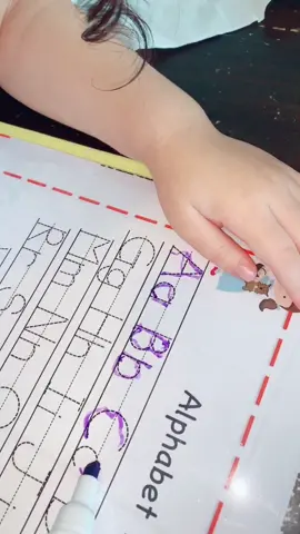 My 3 & 4 year olds practicing their letters... it truly makes me so excited to see them get better each day 😍🥰 #preschool #fyp #ABC #tracing
