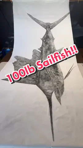 Added the finishing touches to my 100lb Sailfish Japanese fishprint #gyotaku #fishprint #Tiktok #art #paint