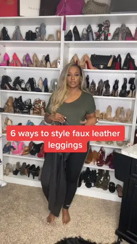 6 Ways to style faux leather leggings! #TikTokFashion #styletips #whattowear #howtowear #fashionvideos #fashion #fallfashion #fauxleatherleggings