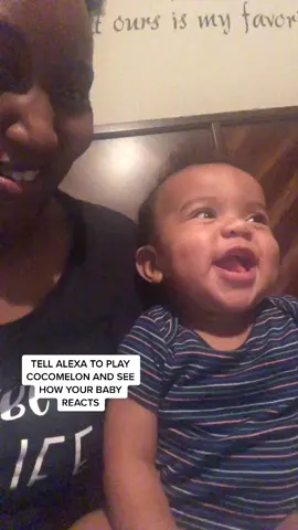 Ask Alexa to play #cocomelon & #duet us! #cocomelonchallenge #babiesoftiktok  #blackmomsoftiktok #hisface  #babyreacts #parentingwin #happybabies