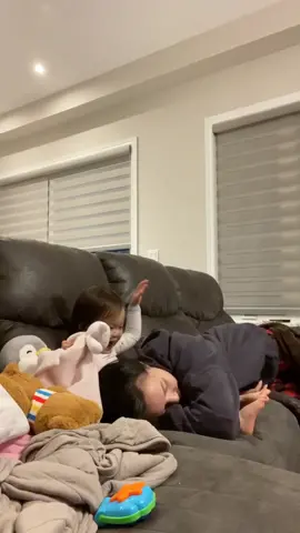 I tried the “put your head in your baby’s lap to see their reaction” challenge. At first she pushed me away but then she wouldn’t let me get up. ❤️