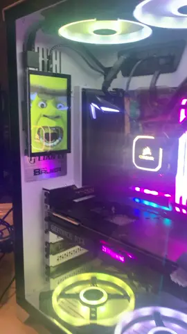 This shrek wallpaper took over my pc and was tripping me out 😂 #shrek #pc #rgb #corsair #lianli #pcbuild #rtx #geforce #pcgamer #pcgaming #monitor