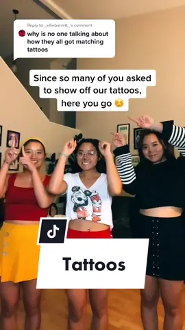 Reply to @_elliebarrett_ Since so many of have asked in our previous video, here you go!☺️ #tattoos #minimalistic #triplets #fyp #foryou