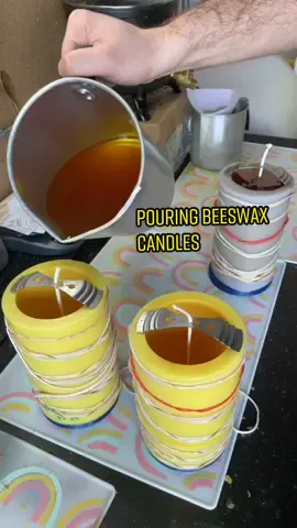 When it’s pouring outside, i’m pouring inside 🐝🕯 #beeswaxcandles #candlemaking #beekeepersoftiktok #beeswaxcandle #etsyshop #fyp #etsy #natural
