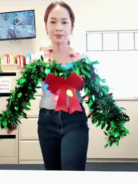 My Christmas theme costume for work today.😄 #funatwork #christmascostume #MomsofTikTok #almostchristmas #christmaswreathdiy #wreathcostume