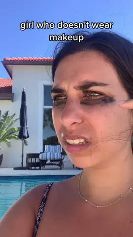 Me every single time I get in the pool after fully applying mascara minutes before #fyp #pov #YearOnTikTok #OutPizzaTheHut