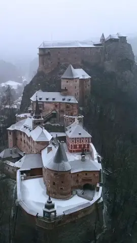 The original Dracula’s Castle in Slovakia during winter looks amazing. #travel #wintertime #castle #slovak #viral #aerial
