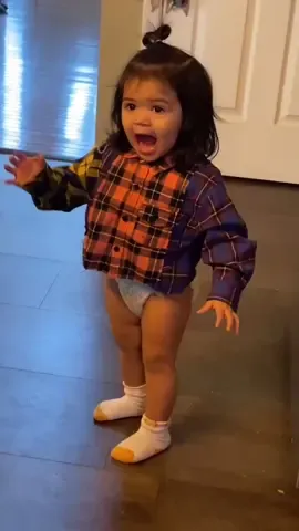 Her jeans were in the dryer 😆 #babywobble #toddlerdancing #momlifebelike #over30moms #foryou #millenial #cutenessoverload